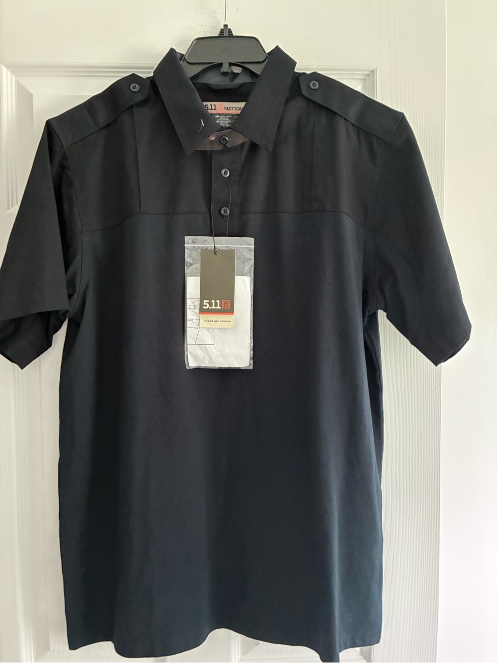 5.11 Tactical Black Short-Sleeve Polo with Epaulet Detail